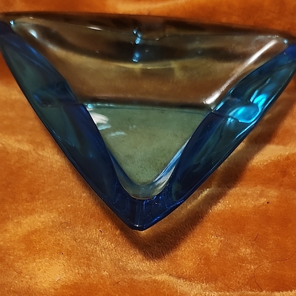 Elegant Blue Glass Ashtray